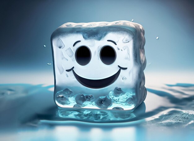 Zdjęcie smiley ice cube on a water światowy dzień uśmiechu