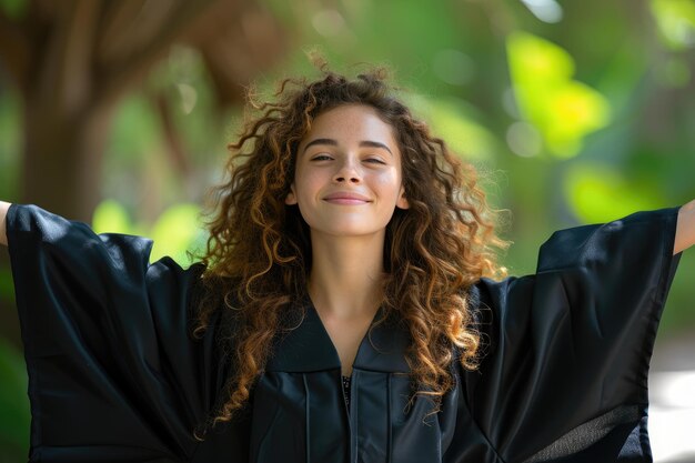 Zdjęcie smiling university graduate in traditional attire