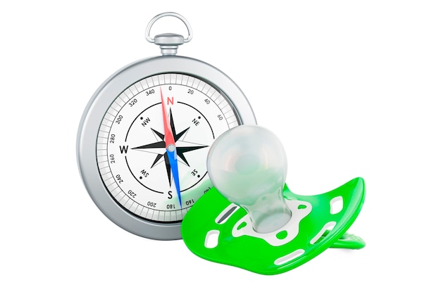 Smoczek dla niemowląt z renderowaniem 3D kompasu