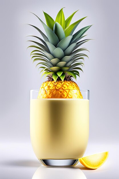 Zdjęcie smoothie jogurt ananasowy izolowany na białym tle