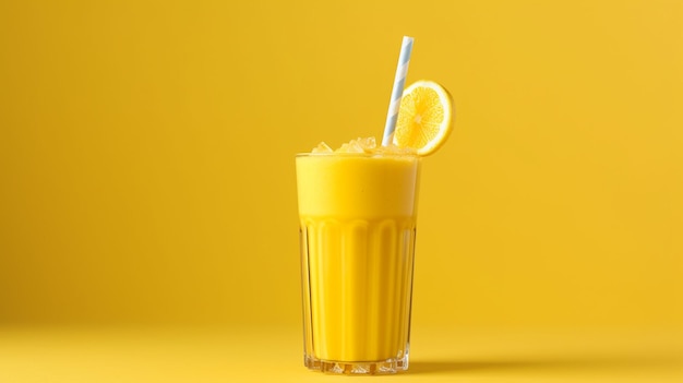 smoothie Szklanka soku pomarańczowego ze słomką na wierzchu