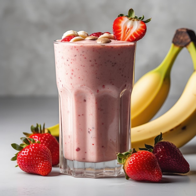 Zdjęcie smoothie z bananami na białym tle