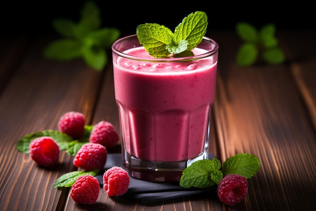 Zdjęcie smoothie z jagodami i miętą