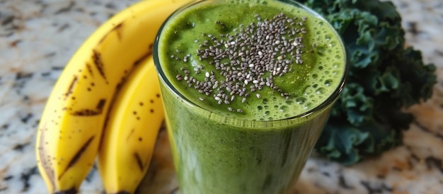 Zdjęcie smoothie z nasion chia i bananów