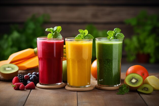 Smoothie z owoców i warzyw Zdrowe jedzenie Dieta detoksykacyjna Organiczne koktajle