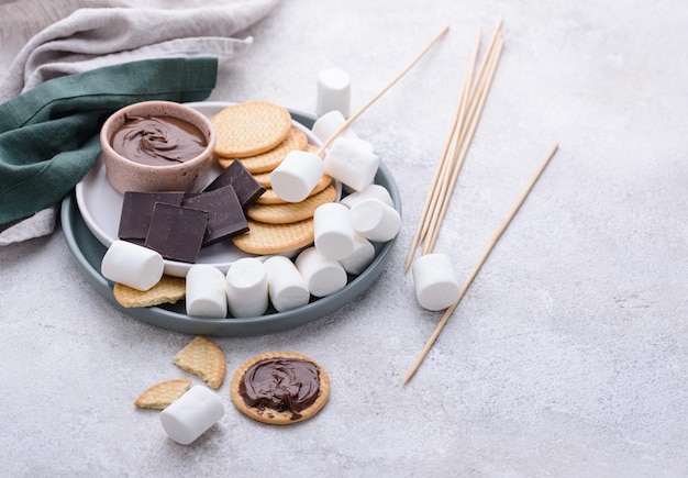 Smores z pianką czekoladową i krakersami