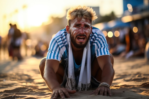 Smutni argentyńscy fani piłki nożnej plażowej