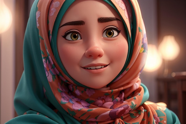 Śni miła muzułmańska żona z hidżabem Eidalfitr Art