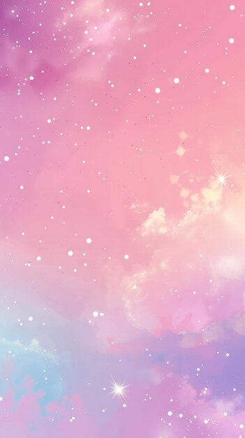 Zdjęcie Śniące różowe i fioletowe pastelowe niebo z gwiazdami i chmurami doskonałe do tapet tła