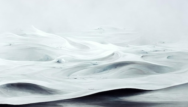 Śnieżna pustynia w zimie Antarktyda Streszczenie białe tło ilustracja wygenerowana przez sieć neuronową ai