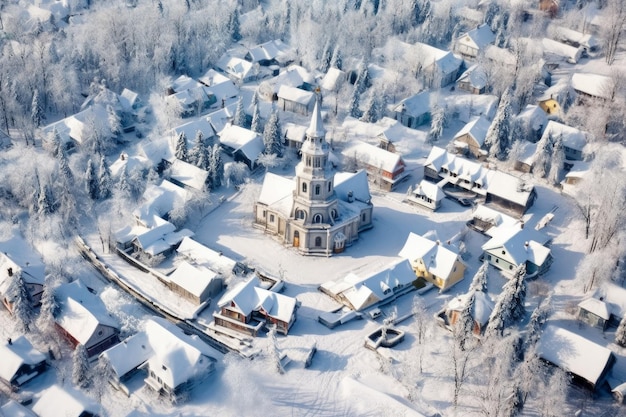 Śnieżna rosyjska wioska Generuj AI