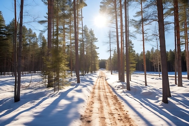 Śnieżna ścieżka leśna Spokój w przyrodzie