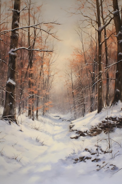 śnieżna ścieżka leśne drzewa śnieg czerwonawe światło utalentowany na szczycie darien oszałamiający pastel jaworowy przywołuje na myśl