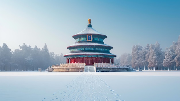 Śnieżna wspaniałość Świątynia Nieba w Pekinie