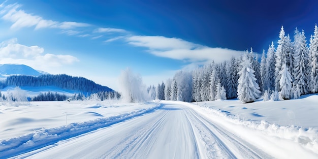 Śnieżna zimowa droga