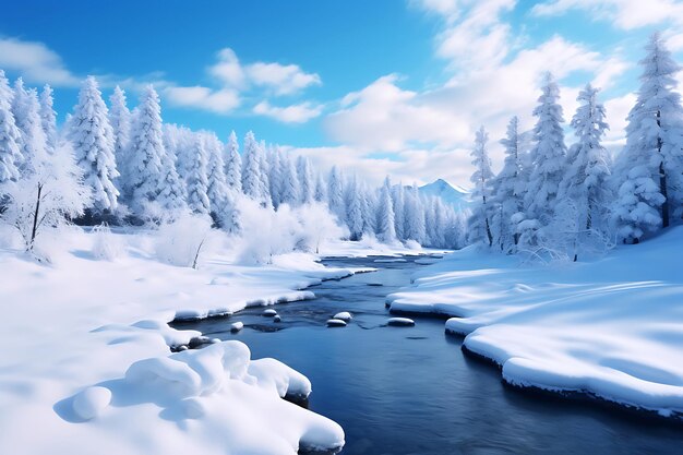 Śnieżny krajobraz świąteczny