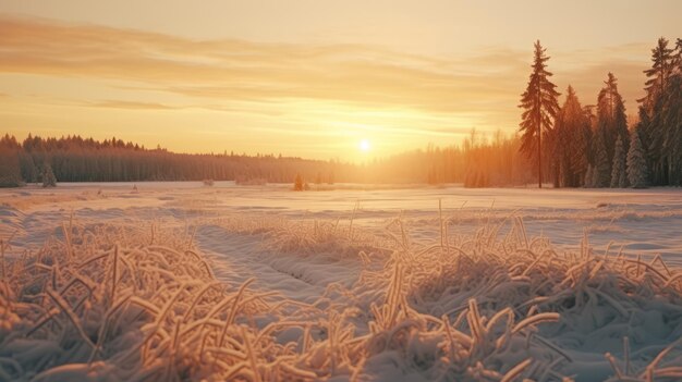 Śnieżny krajobraz zimowy na wsi w Finlandii