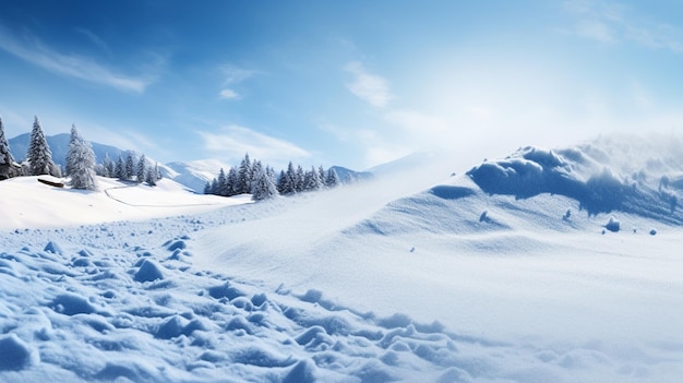 śnieżny las krajobraz HD 8K tapeta Stock Photographic Image