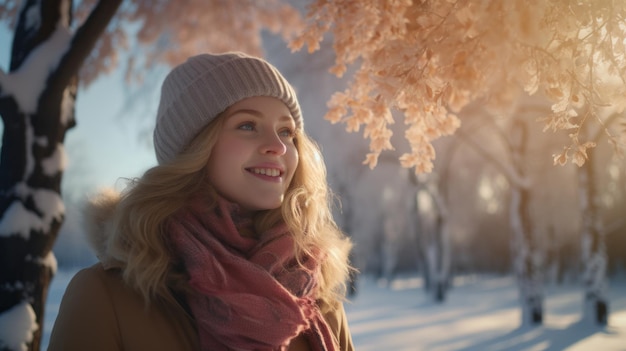 Śnieżny Park Uroczystości Radość kobiet Portret