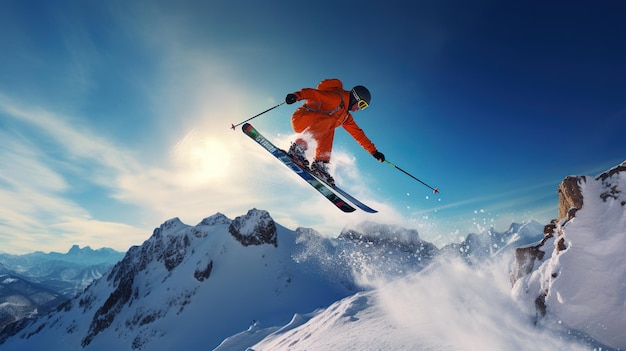 snowboarder skaczący w powietrze Generative Ai