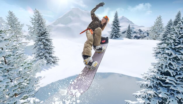 Snowboardzistka w akcji Ekstremalne sporty zimowe