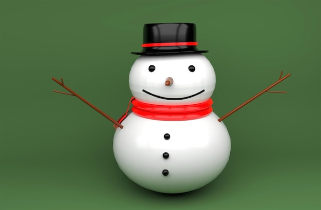 Snowman zima koncepcja 3d ilustracja na białym tle