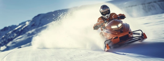 Snowmobile Racer Banner Generative Ai