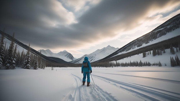 Snowshoeing w Parku Narodowym Banff generative ai