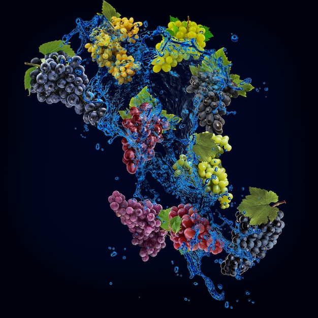 Soczyste Owocowe Winogrona W Wodzie Dla Projektantów I Ilustratorów