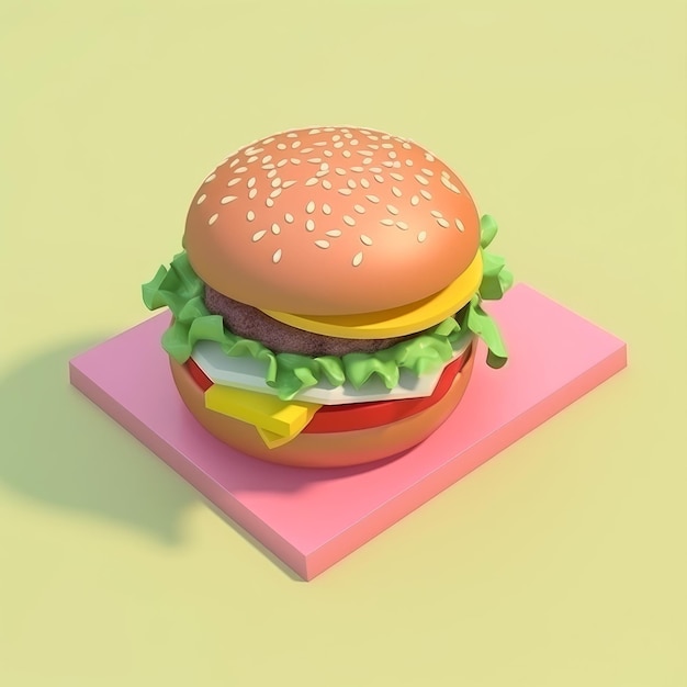 Soczysty Hamburger D Ilustracja Na Abstrakcjonistycznym Tle