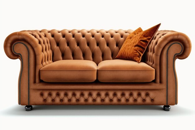 Sofa Chesterfield Na Białym Tle Generatywnej AI