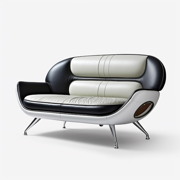 Sofa inspirowana przestrzenią o retro futurystycznym designie AI Generated Image