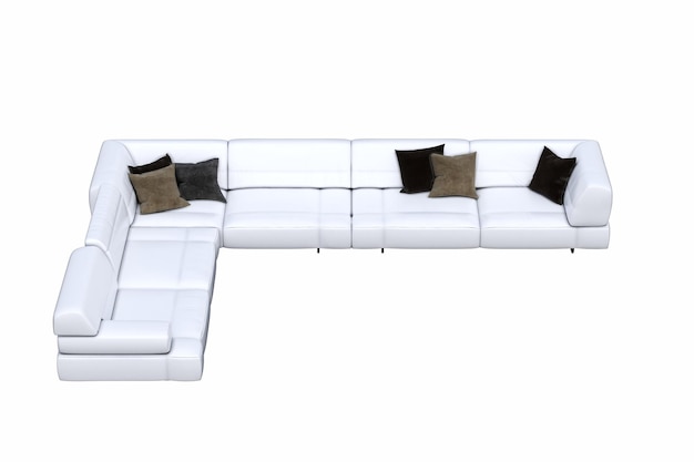 sofa na białym tle, meble do wnętrz, ilustracja 3D, renderowanie cg