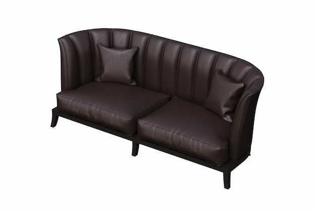 sofa na białym tle, meble do wnętrz, ilustracja 3D, renderowanie cg