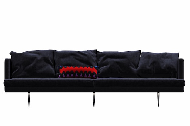 sofa na białym tle, meble do wnętrz, ilustracja 3D, renderowanie cg