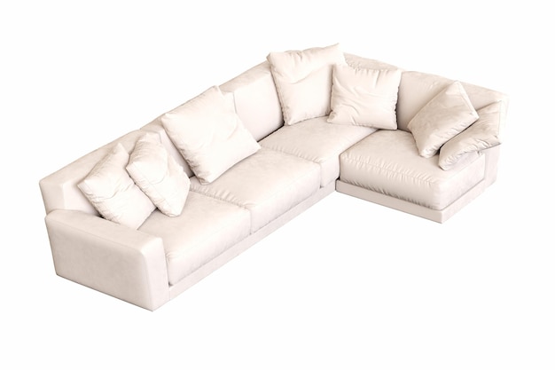 sofa na białym tle meble wewnętrzne ilustracja 3D renderowania cg