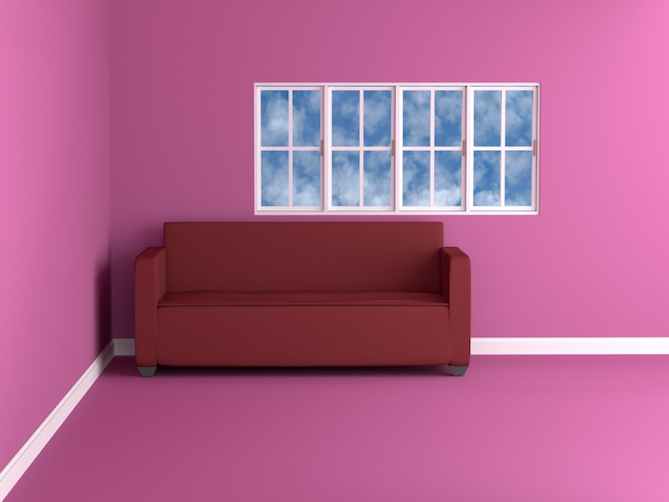 Zdjęcie sofa w różowym pokoju
