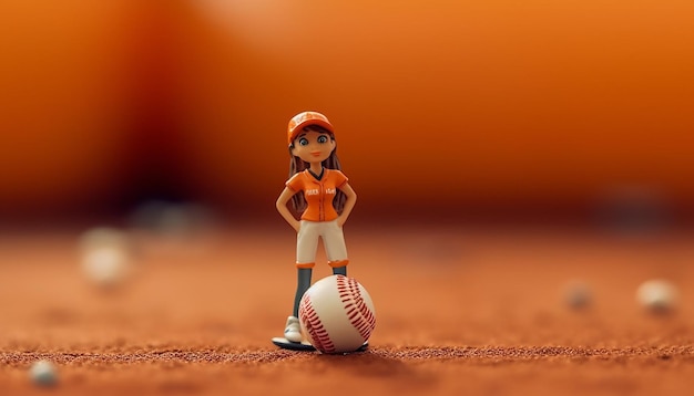 Softball kreatywne minimalistyczne obiekty i miniaturowa sesja zdjęciowa Softball koncepcja