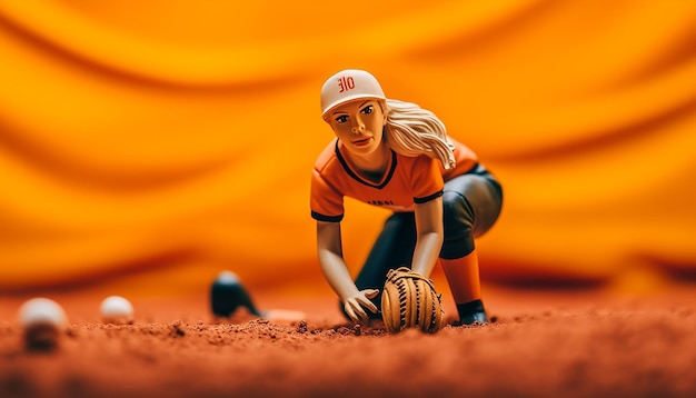 Softball kreatywne minimalne obiekty i miniaturowa sesja zdjęciowa Koncepcja Softball