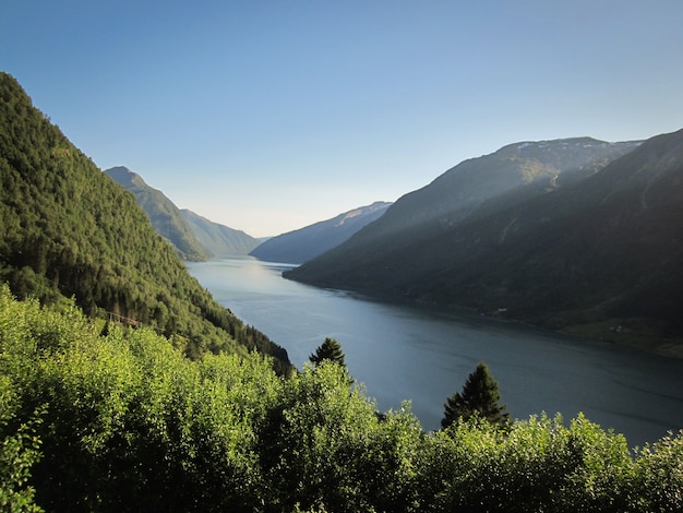 Sognefjord, największy i najgłębszy fiord Norwegii. Sogn og Fjordane, Zachodnia Norwegia.