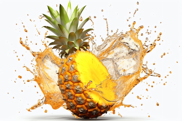 sok ananasowy rozchlapać białe tło szczegóły