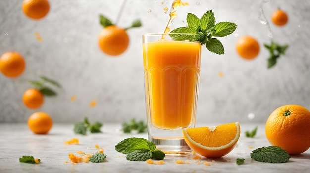 sok pomarańczowy lemon pić lód świeże owoce witaminy rozpryski pyszne pyszne 3