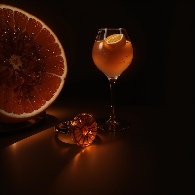 Sok pomarańczowy w szklance wygenerowany przez AI