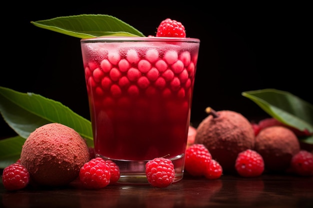 Zdjęcie sok z lychee i owoce lychee