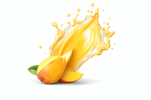 sok z mango rozchlapać białe tło szczegóły