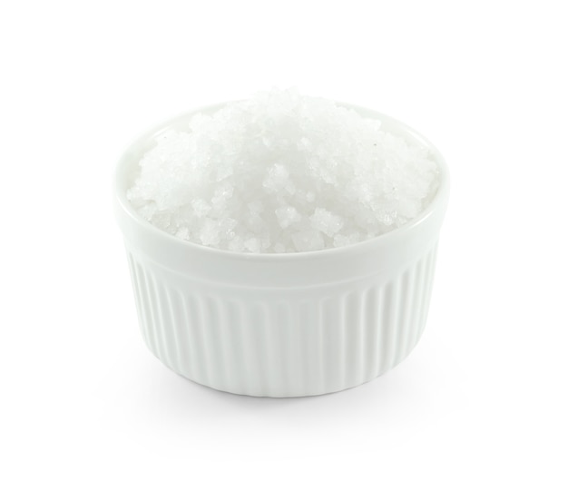 Sól miska na białym tle na białej powierzchni