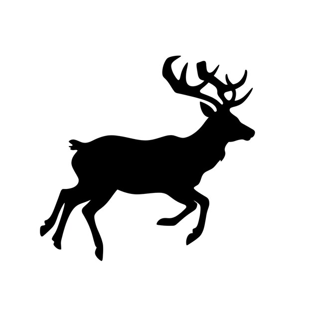 Zdjęcie solid black silhoutte deer boże narodzenie skaczące jelenie ikona projektowanie logo