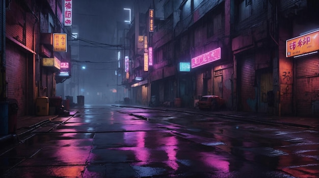 Some Alley w Dark Cyberpunk City