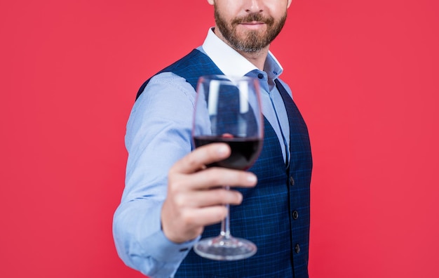 Sommelier Pije Czerwone Wino Okrzyki Na Szczęśliwe Walentynkowe Picie Alkoholu