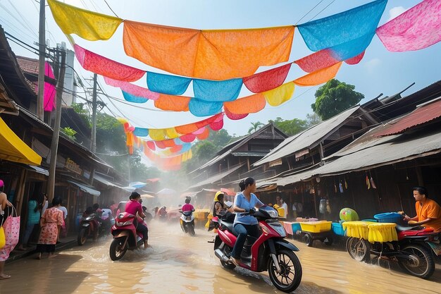 Songkran Banner Tajlandzki Festiwal Wody